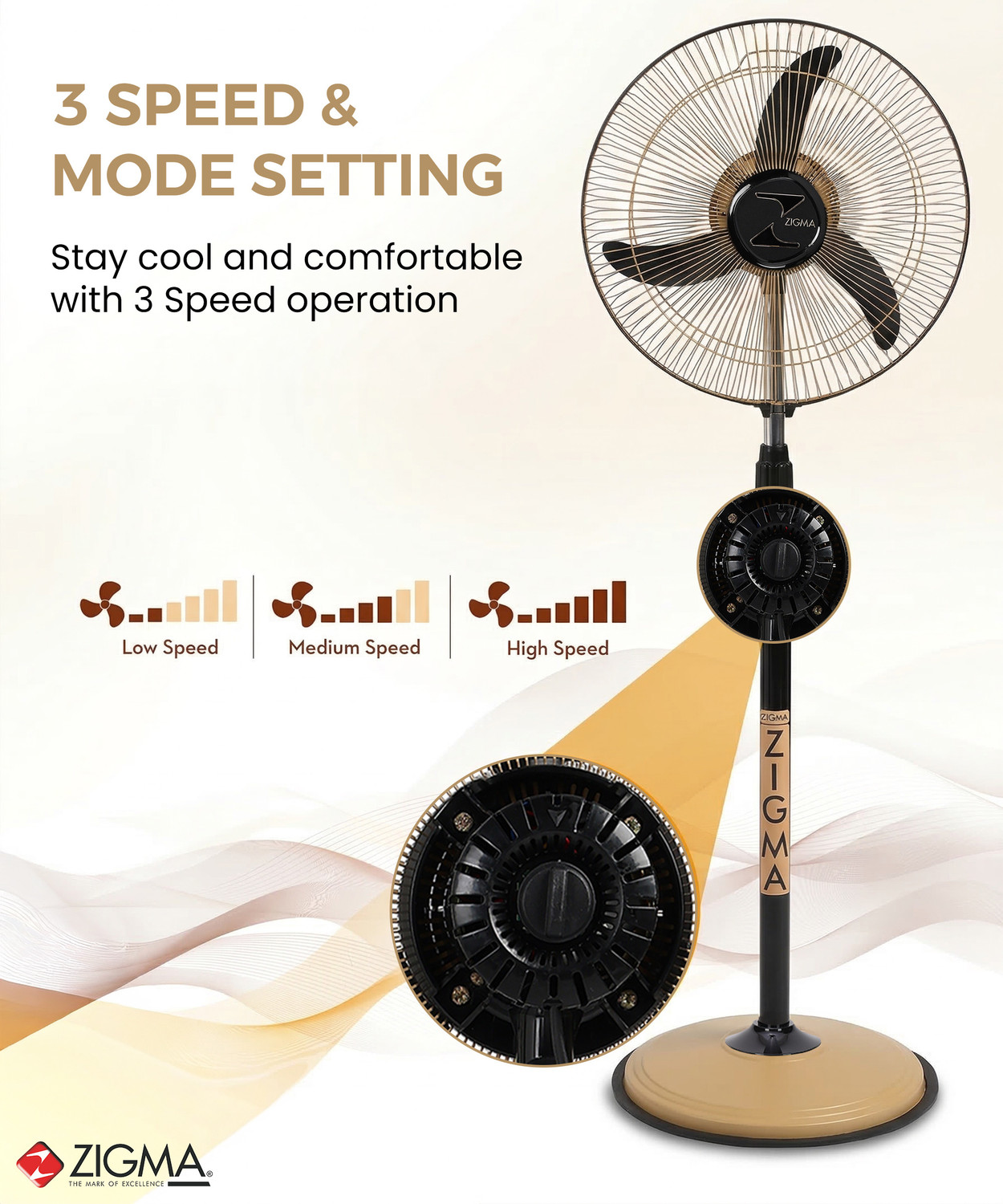 Image of zigma Bullet Heavy Duty ISI CERTIFIED | Adjustable Height | High Speed with 1 Year Warranty 400 mm Pedestal Fan