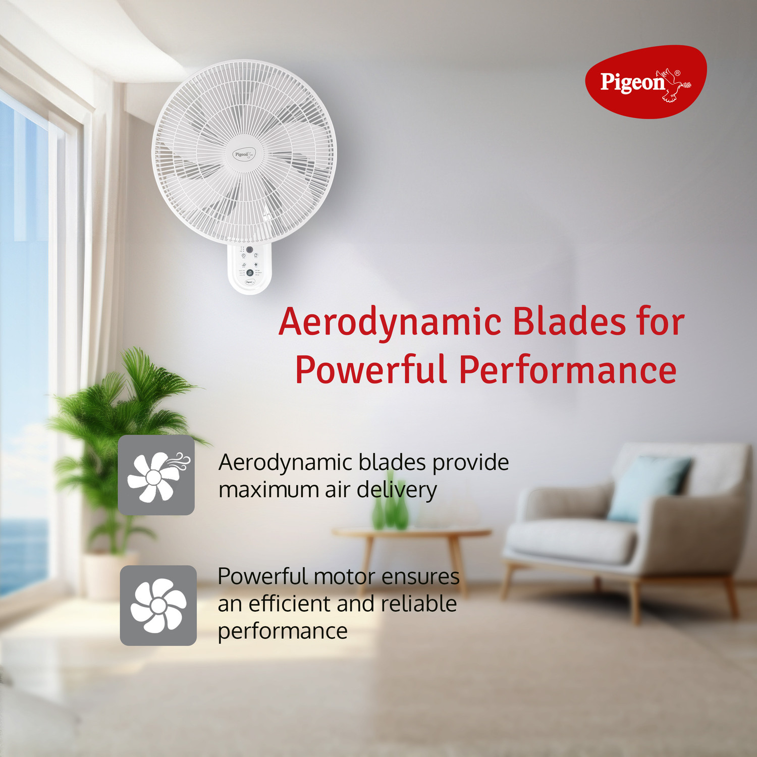 Image of Pigeon Fan-Tastic 75W Wall Fan -Digital With Remote with 2 Year Warranty 400 mm Wall Fan