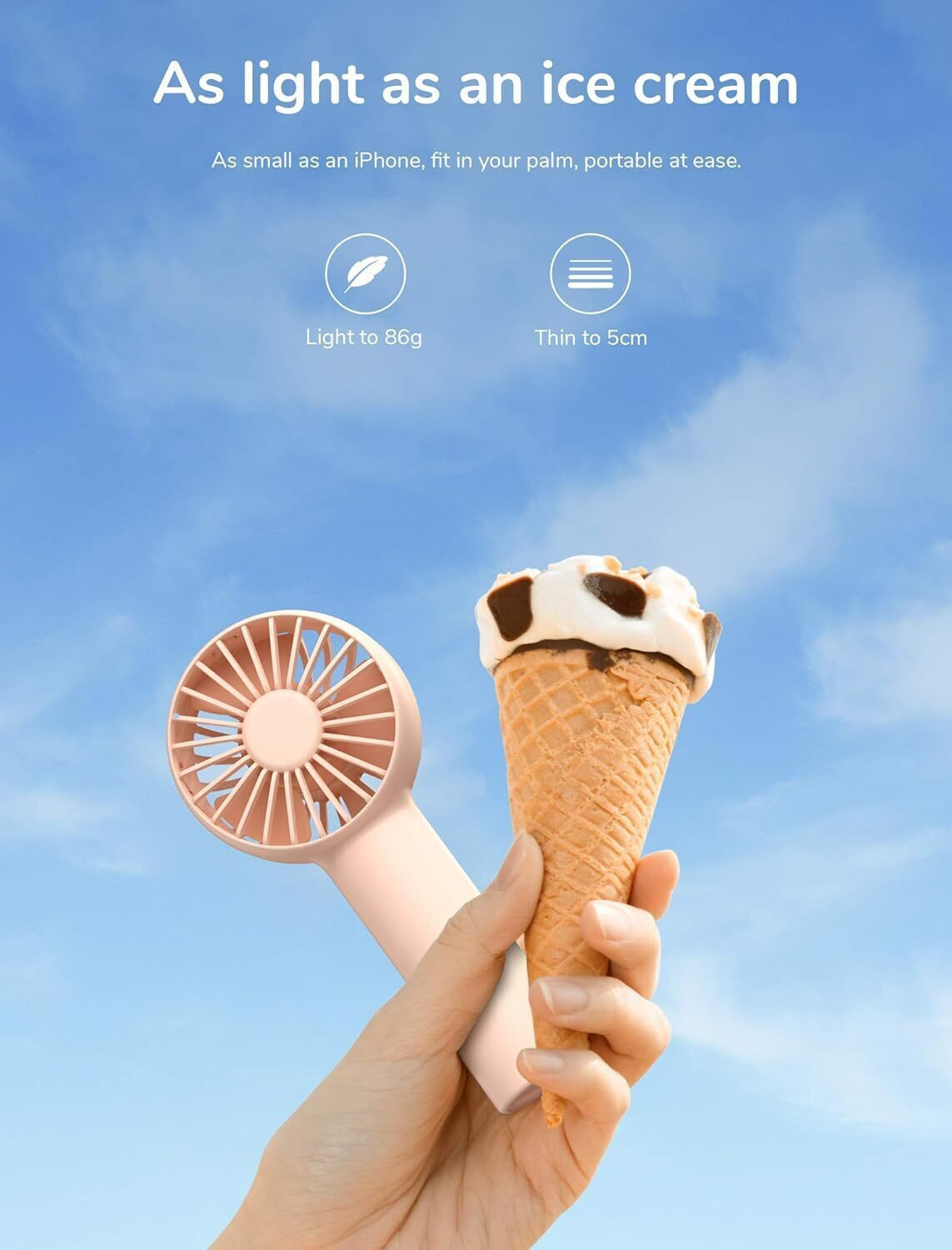 Image of Brrf Handheld Fan | Battery Operated Portable Fan, Desk Fan, Carry it Anywhere | with 12 Months Warranty Ultra High Speed 55 mm Table Fan