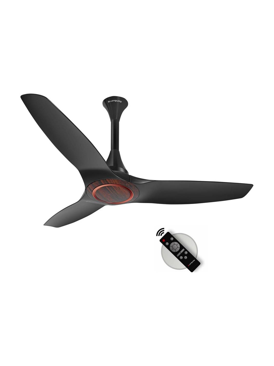 Longway Glideon 1200 mm BLDC Ceiling Fan with Remote (Black) at ₹3,999 (57% Off) – Flipkart
