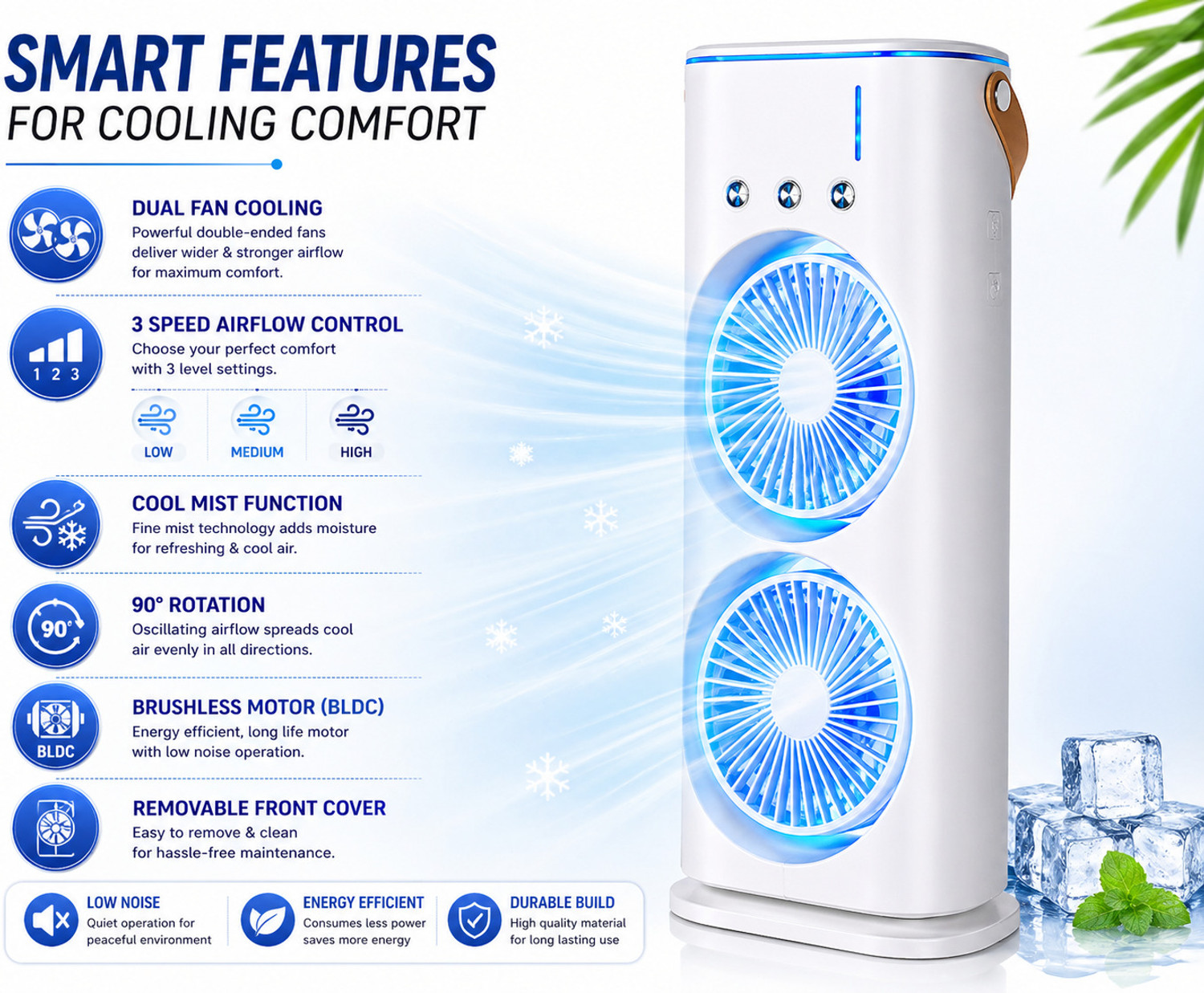 Image of NOORECO DF-M01 BLDC Motor with Remote, Energy Saving, Remote Controlled, High Air Delivery, BLDC Motor 90 mm Table Fan