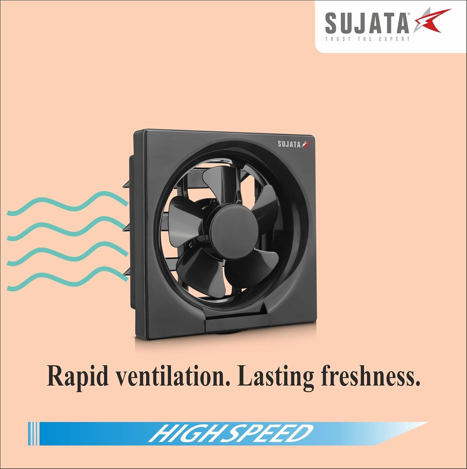 Image of SUJATA Woosh EPB81HS Exhaust Fan | High Speed | Copper Winding | Ventilation Fan with 2 Year Warranty Ultra High Speed 200 mm Exhaust Fan