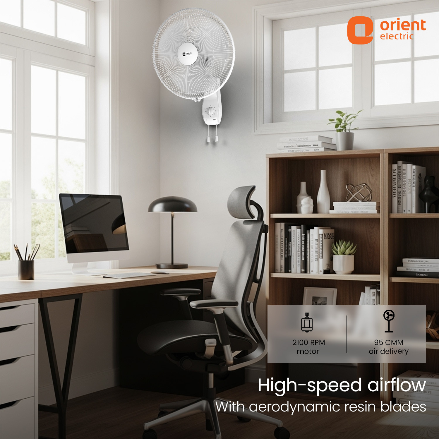Image of Orient Electric Wall 97 |100% Copper Motor|Superior Air Delivery |3 Speed | Military Grade Guard with 2 Year Warranty Ultra High Speed 400 mm Wall Fan