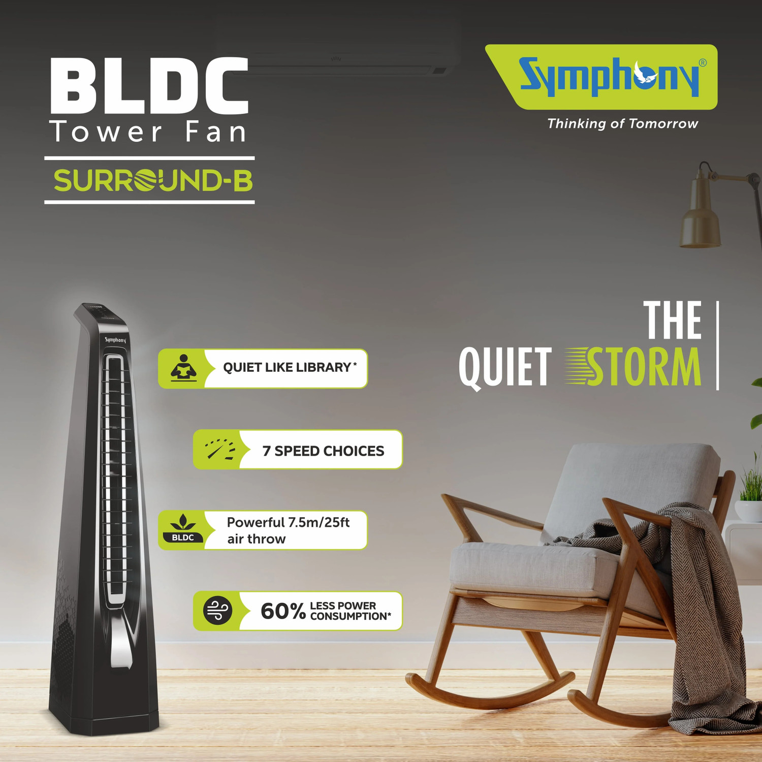 Image of Symphony Surround BLDC | Remote Control with 1 Year Warranty Tower Fan