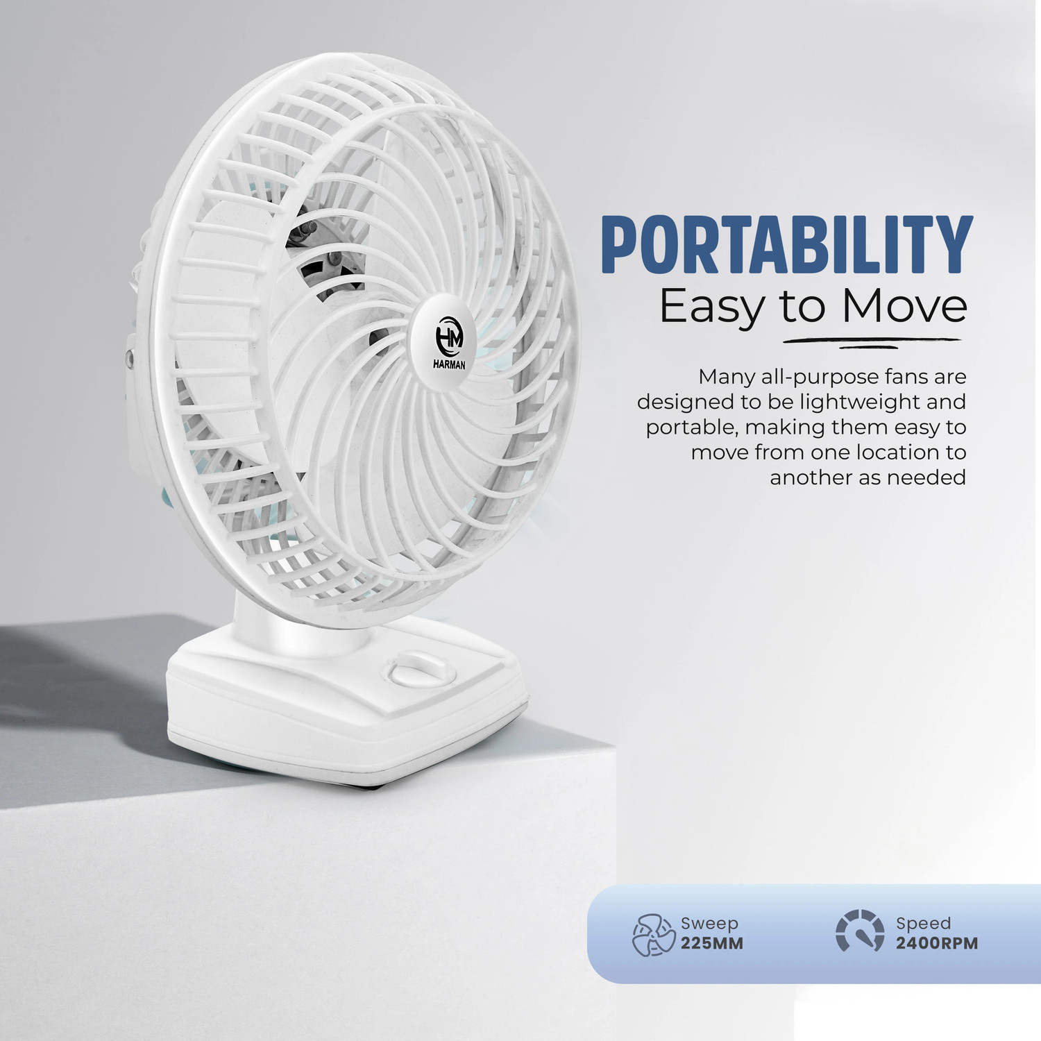 Image of HM Table Fan Cum Wall Fan | with Powerful High 3 Speed Motor 9 inch with 12 Months Warranty Energy Saving 225 mm Table Fan