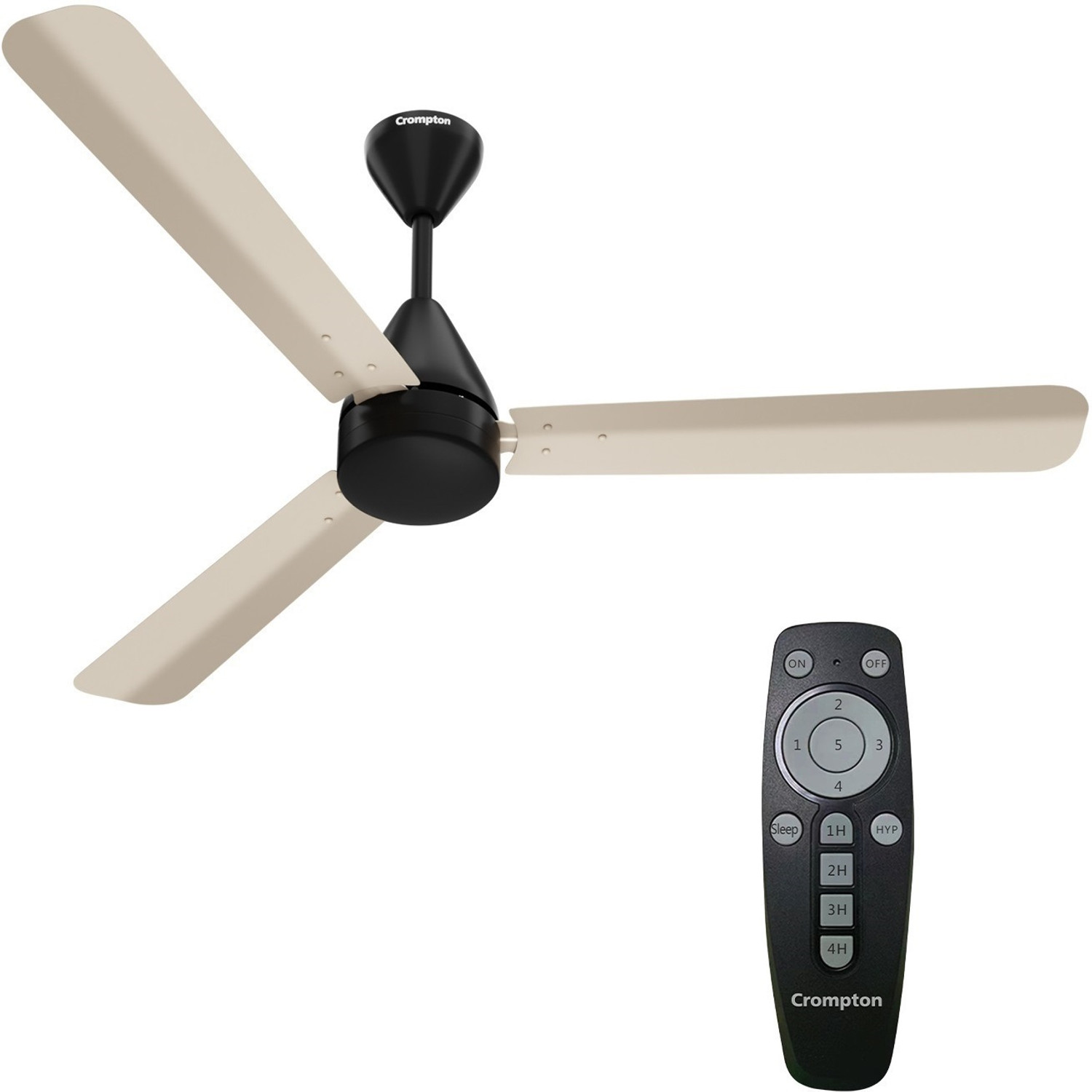 Image of Crompton Energion Hyperjet | BLDC Technology | Remote Control with 2 Year Warranty Energy Saving 1200 mm Ceiling Fan (5 Star | Ivory Black | Pack of 1)
