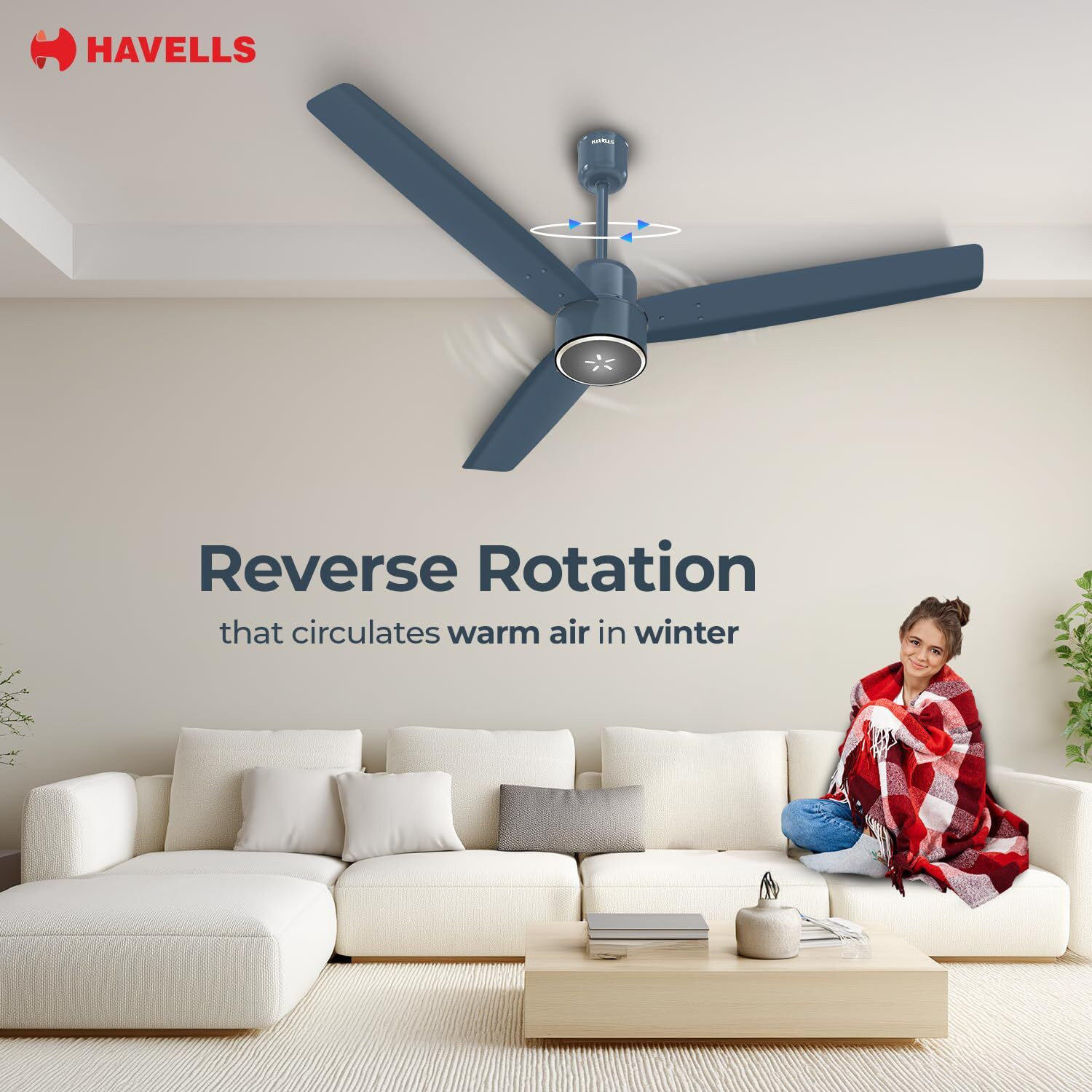 Image of HAVELLS FAB BLDC ULED,Reverse Rotation,Low Noise, with 3 Year Warranty BLDC Motor with Remote 1200 mm Ceiling Fan