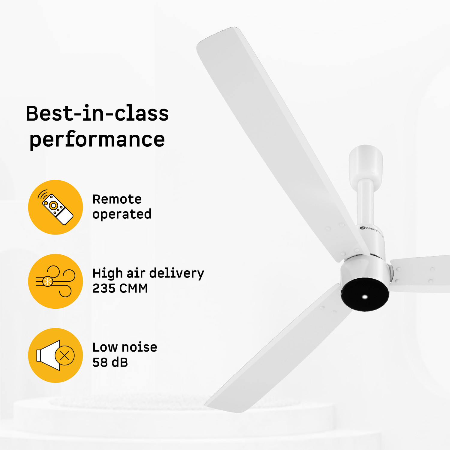Image of Atomberg Razon|World's Smallest Motor Powered by BMC|Advance Air+ Technology| with 3 Year Warranty BLDC Motor with Remote 1200 mm Ceiling Fan