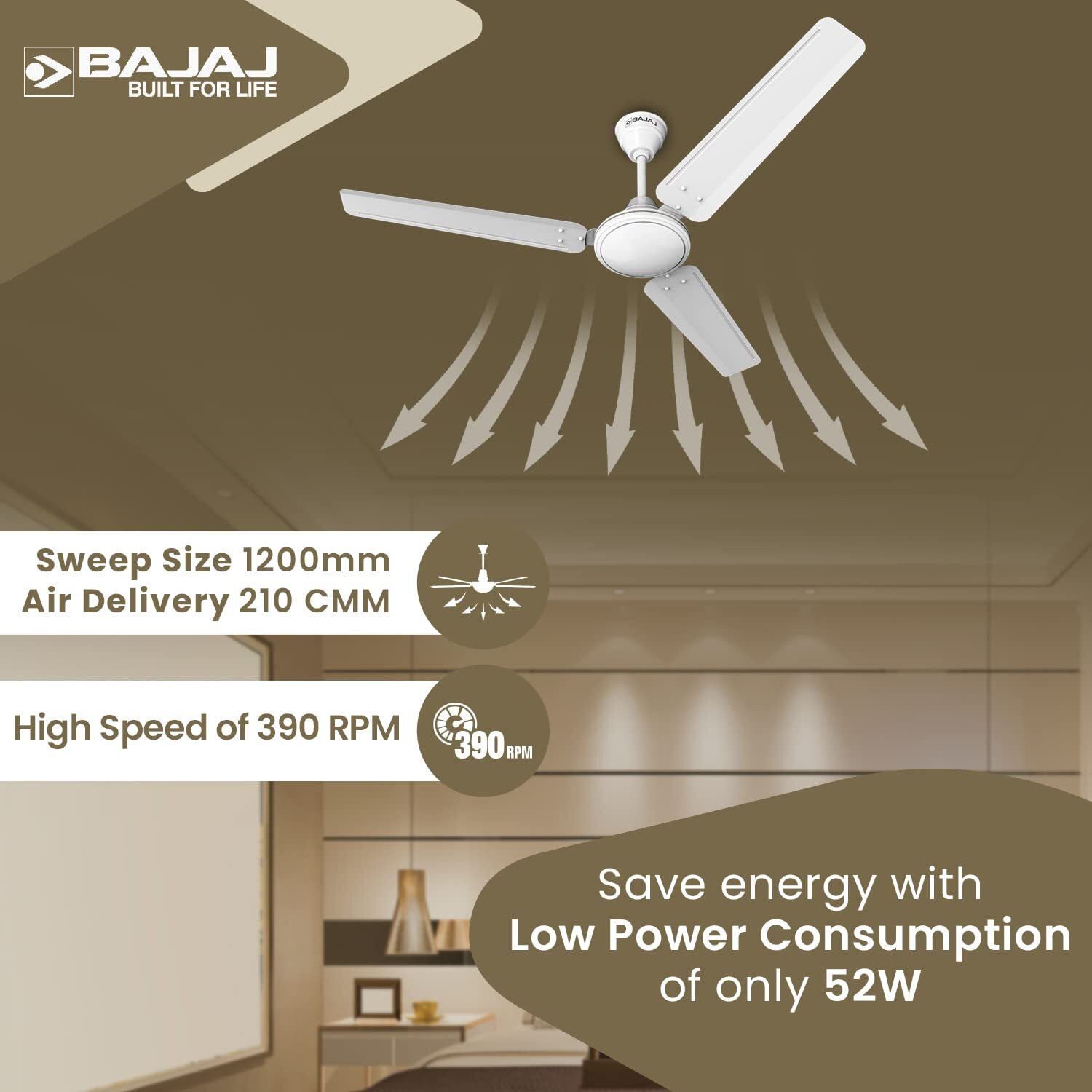 Image of BAJAJ Frore Turbo with 24 Months Warranty 1200 mm Ceiling Fan