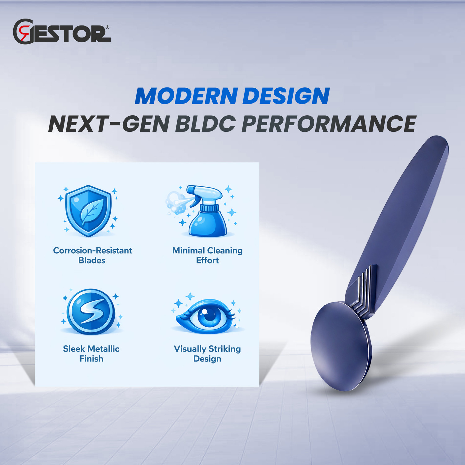 Image of GESTOR Avenzo 202 | BLDC | Super Hi Speed 48 inch Premium Series with 5 Year Warranty Anti Dust, BLDC Motor with Remote, Energy Saving, Silent Operation 1200 mm Ceiling Fan