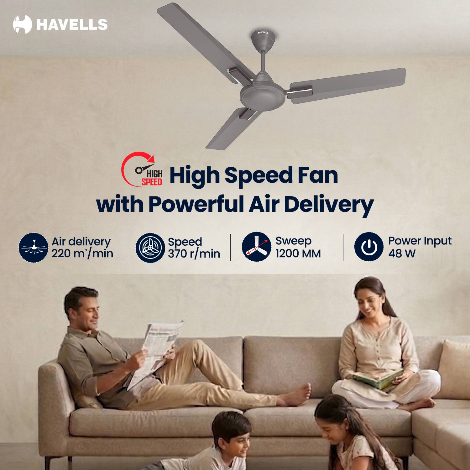 HAVELLS Ambrose Neo 1200mm Ceiling Fan - Image 3
