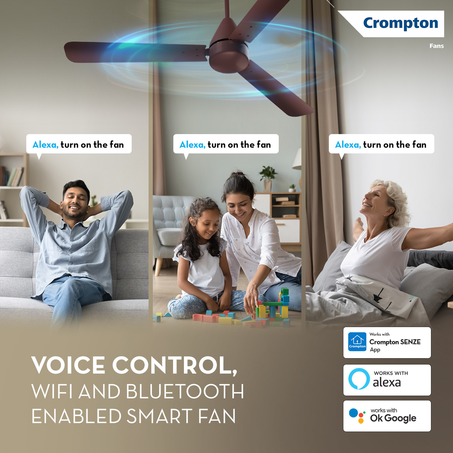 Image of Crompton EN HYPERJET SMART with 2 Year Warranty IoT Enabled, Energy Saving, Anti Rust, BLDC Motor with Remote, Silent Operation 1200 mm Ceiling Fan