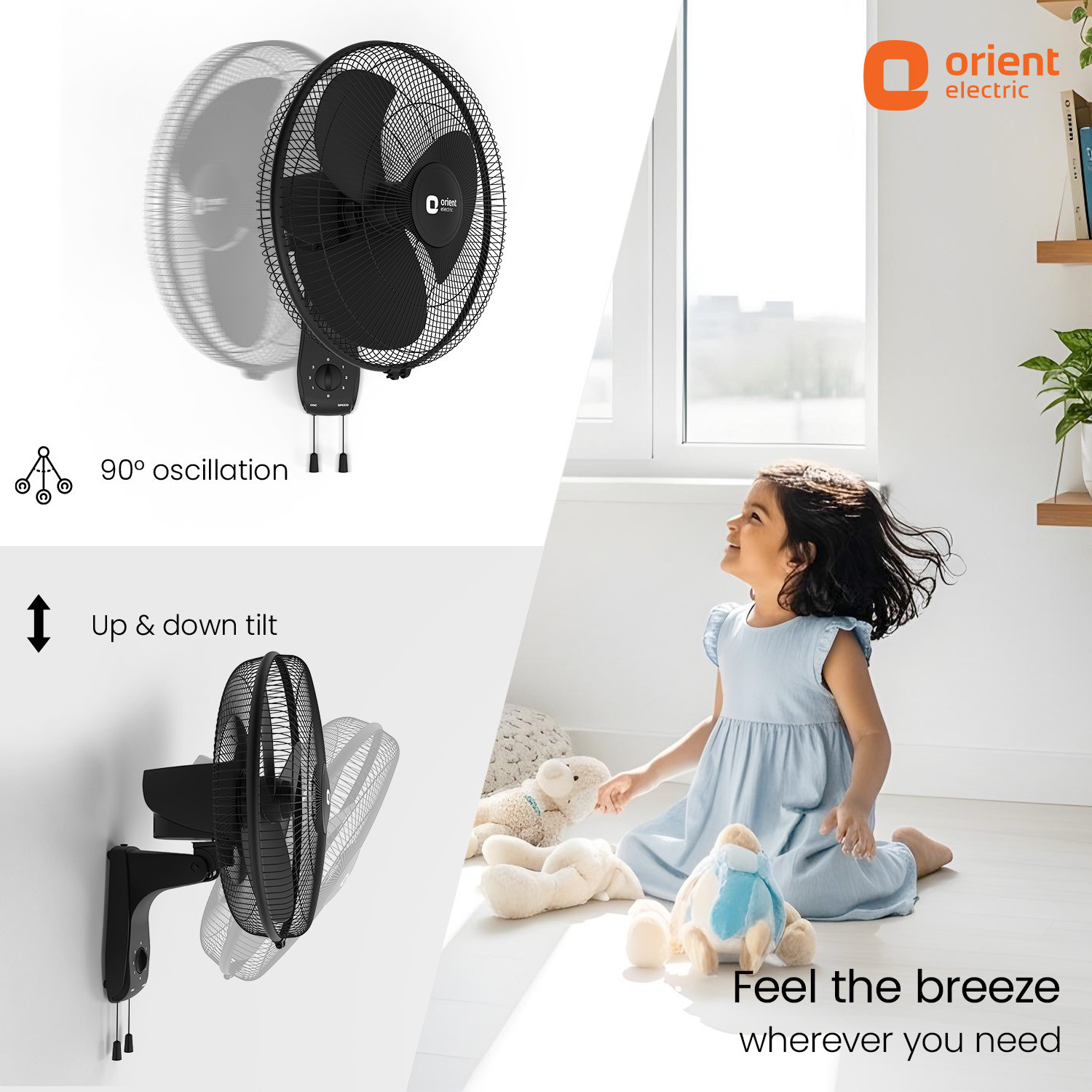 Image of Orient Electric Wall 97 |100% Copper Motor|Superior Air Delivery |3 Speed | Military Grade Guard with 2 Year Warranty Ultra High Speed 400 mm Wall Fan