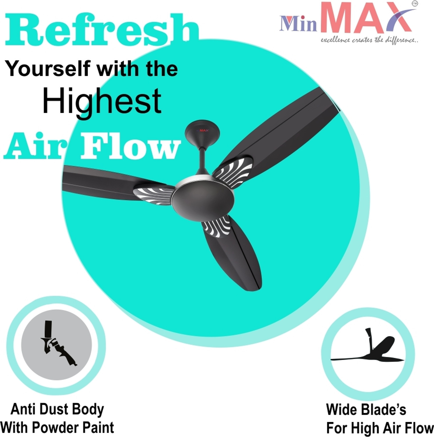 Image of MinMAX SENORITA ULTRA HIGH SPEED ENERGY SAVER with 24 Months Warranty Anti Dust 1200 mm Ceiling Fan