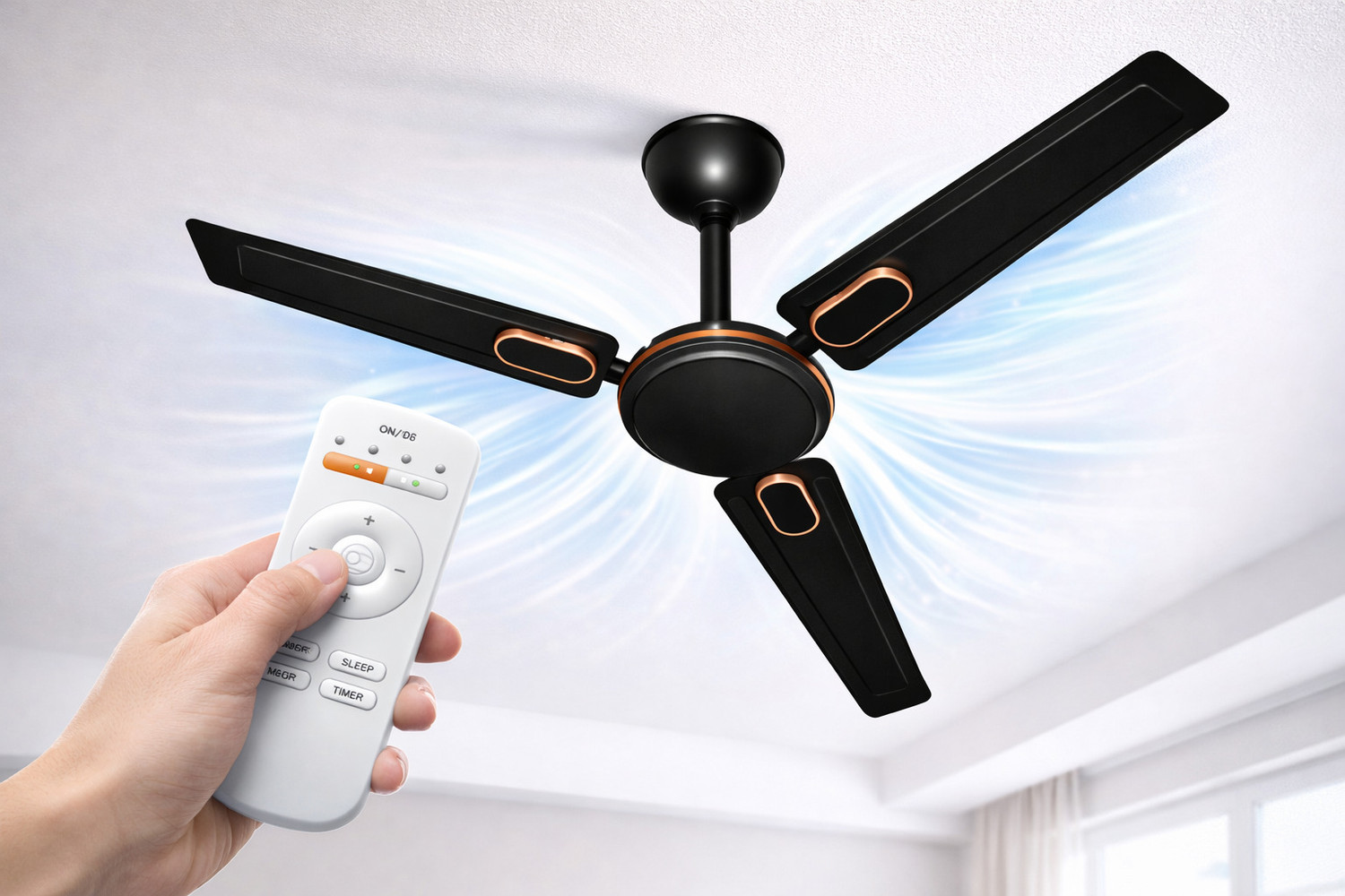 Image of Dewon Electric Glacia BLDC Ceiling Fan with 5 Year Warranty High Air Delivery, Energy Saving, Remote Controlled 1200 mm Ceiling Fan