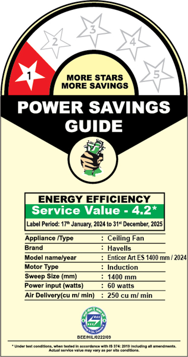 Image of HAVELLS Entticer Art ES with 2 Year Warranty Energy Saving 1400 mm Ceiling Fan