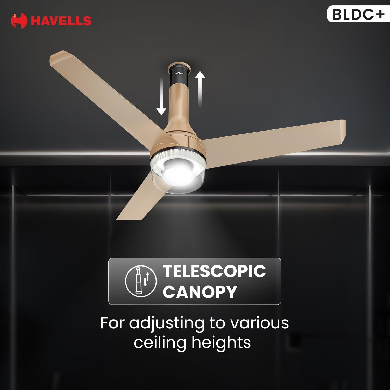 Image of HAVELLS CRISTA BLDC Underlight with 2 Year Warranty BLDC Motor with Remote 1200 mm Ceiling Fan