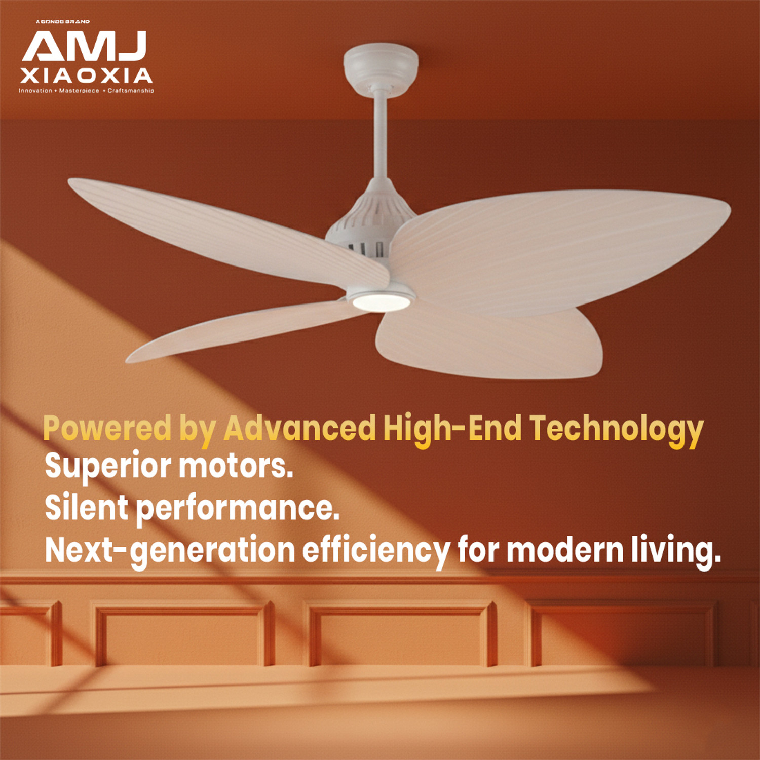 Image of AMJ FH002 Ceiling Fan | 52 inch ABS Wooden Blades wooden | Premium Designer Fan BLDC Motor, Remote Controlled 1320.8 mm Ceiling Fan