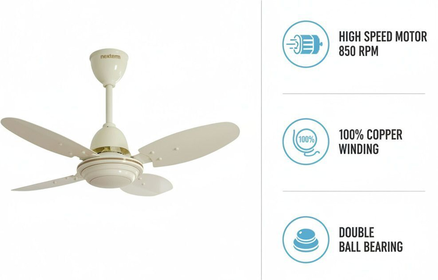 Image of Nexterm FAN Ivery 15 with 2 Year Warranty Anti Rust, High Air Delivery 600 mm Ceiling Fan