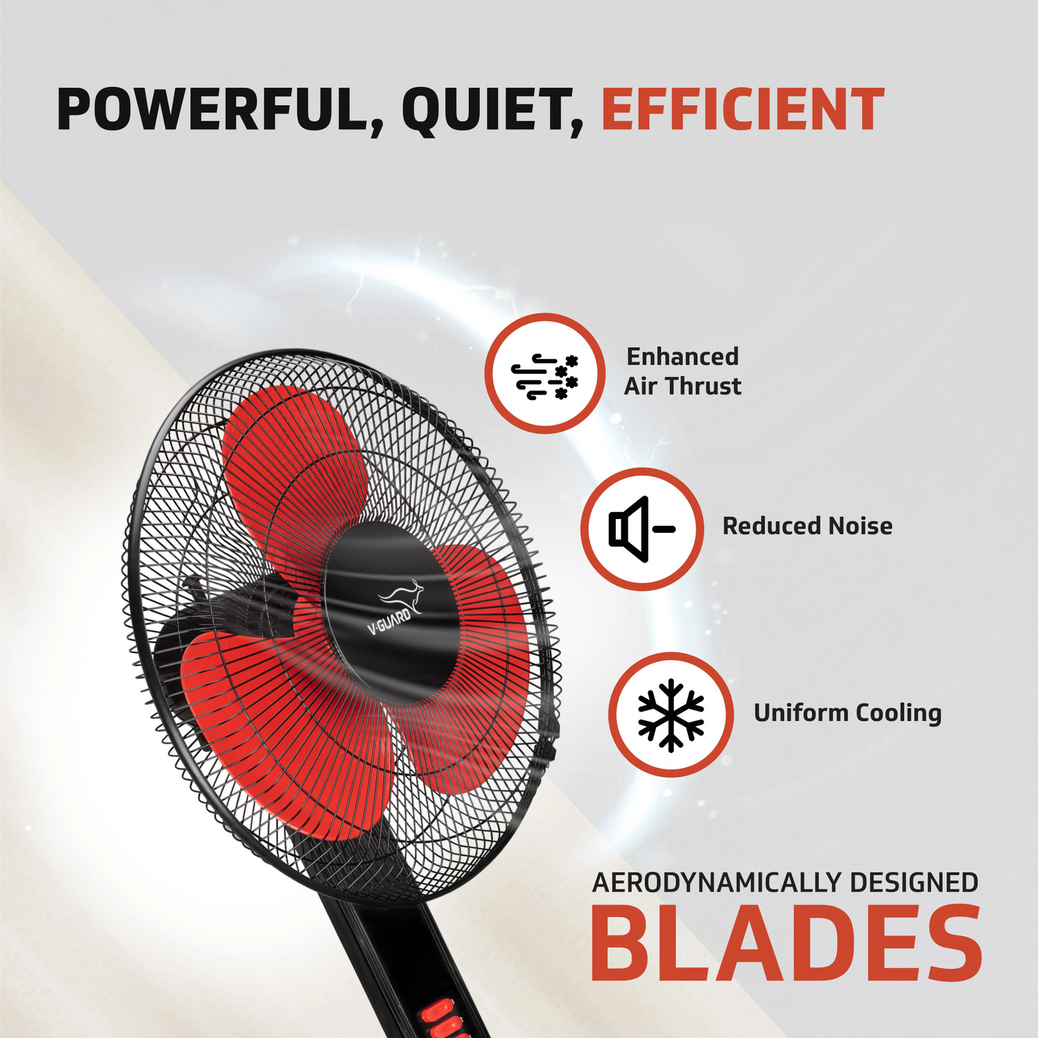 Image of V-Guard Esfera STS Plus Neo (Red Black) | Copper Motor | Premium | ABS Body with 2 Year Warranty 400 mm Pedestal Fan