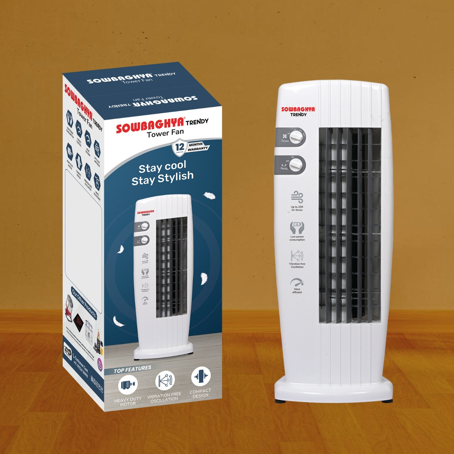 Image of Sowbaghya STF08 | Energy Saving | Economy | 3-Speed with 12 Months Warranty Energy Saving Tower Fan