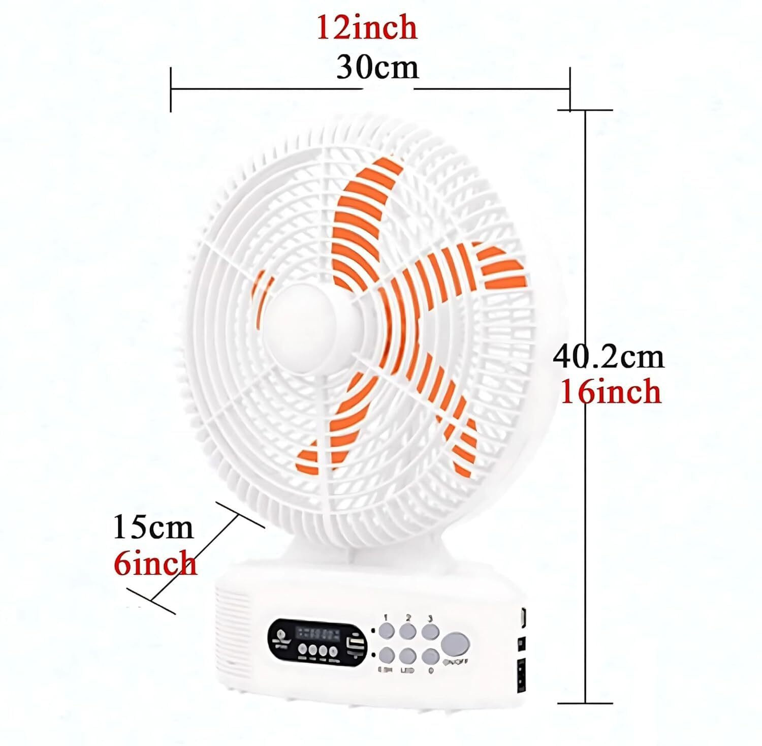 Image of Lipzie Solar Rechargeable 12-Inch Fan with Bluetooth Speaker, FM Radio, Night Light Solar Rechargeable 12-Inch Fan with Bluetooth Speaker, FM Radio, Night Light USB Fan, Rechargeable Fan, Led Light