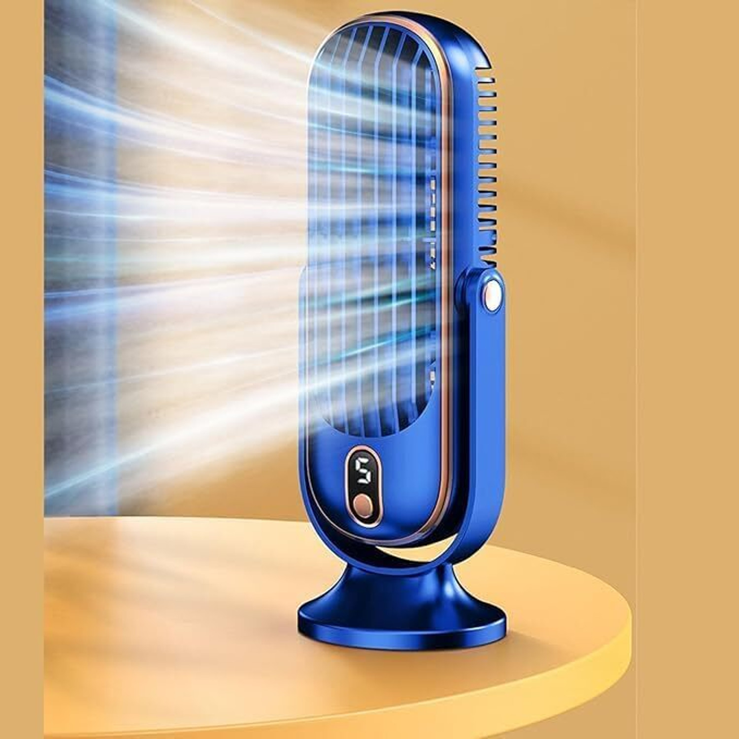 Image of Woomzy Table Fan Rechargeable Table Fan with LED Light High Speed Fan for Home Ultra High Speed 1400 mm Table Fan