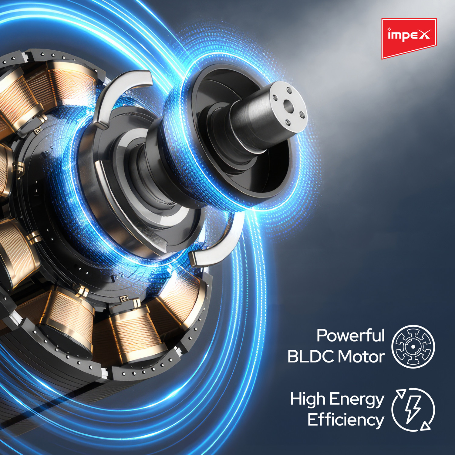 Image of IMPEX BLDC Pedestal Fan (eN Booster PF HS Black) with 3 Year Warranty BLDC Motor 400 mm Pedestal Fan
