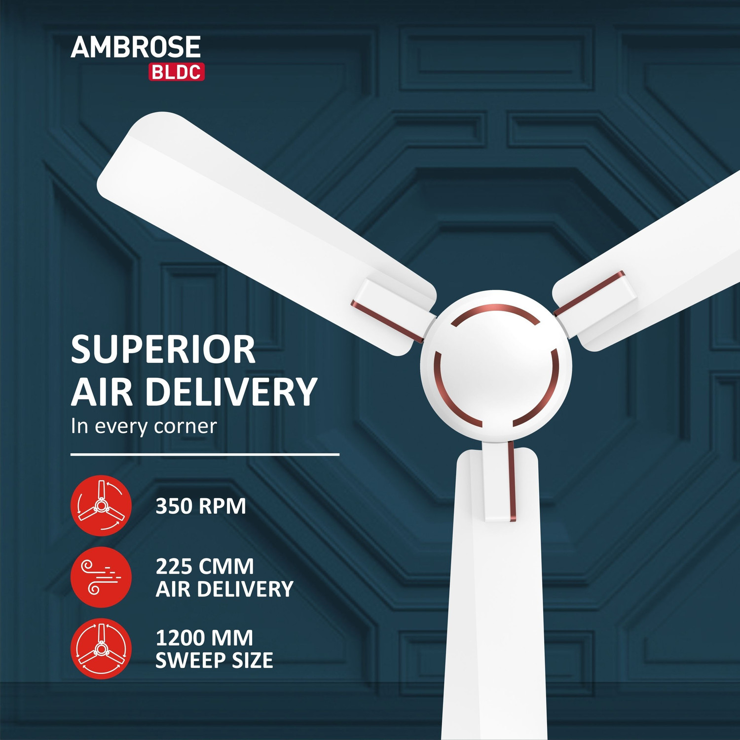 Image of HAVELLS Ambrose| Remote Controlled|Low Noise|High Air Delivery| Upto 60% Energy Saving with 2 Year Warranty BLDC Motor 1200 W Ceiling Fan