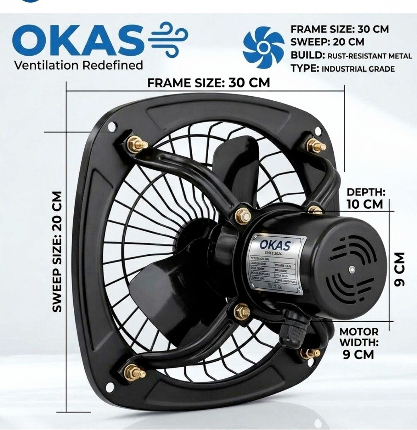 Image of Oaks | Strong | Low Noise | Energy Efficient | Rust Proof 12 mm Exhaust Fan