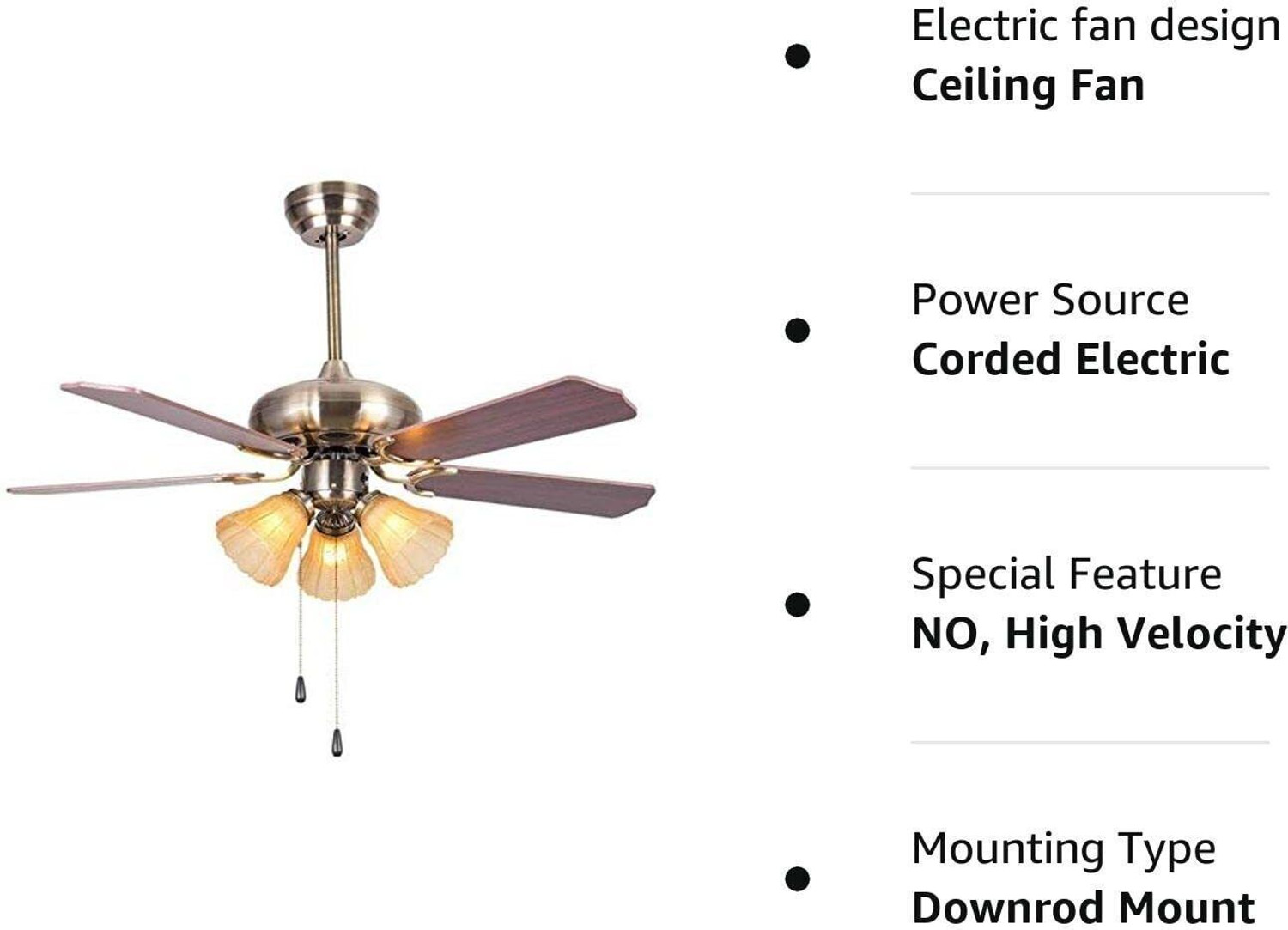 Image of HANS LIGHTINGS ESC 004A | 5 Blade | Silent Operation | Decorative with 1 Year Warranty Silent Operation 1300 mm Ceiling Fan