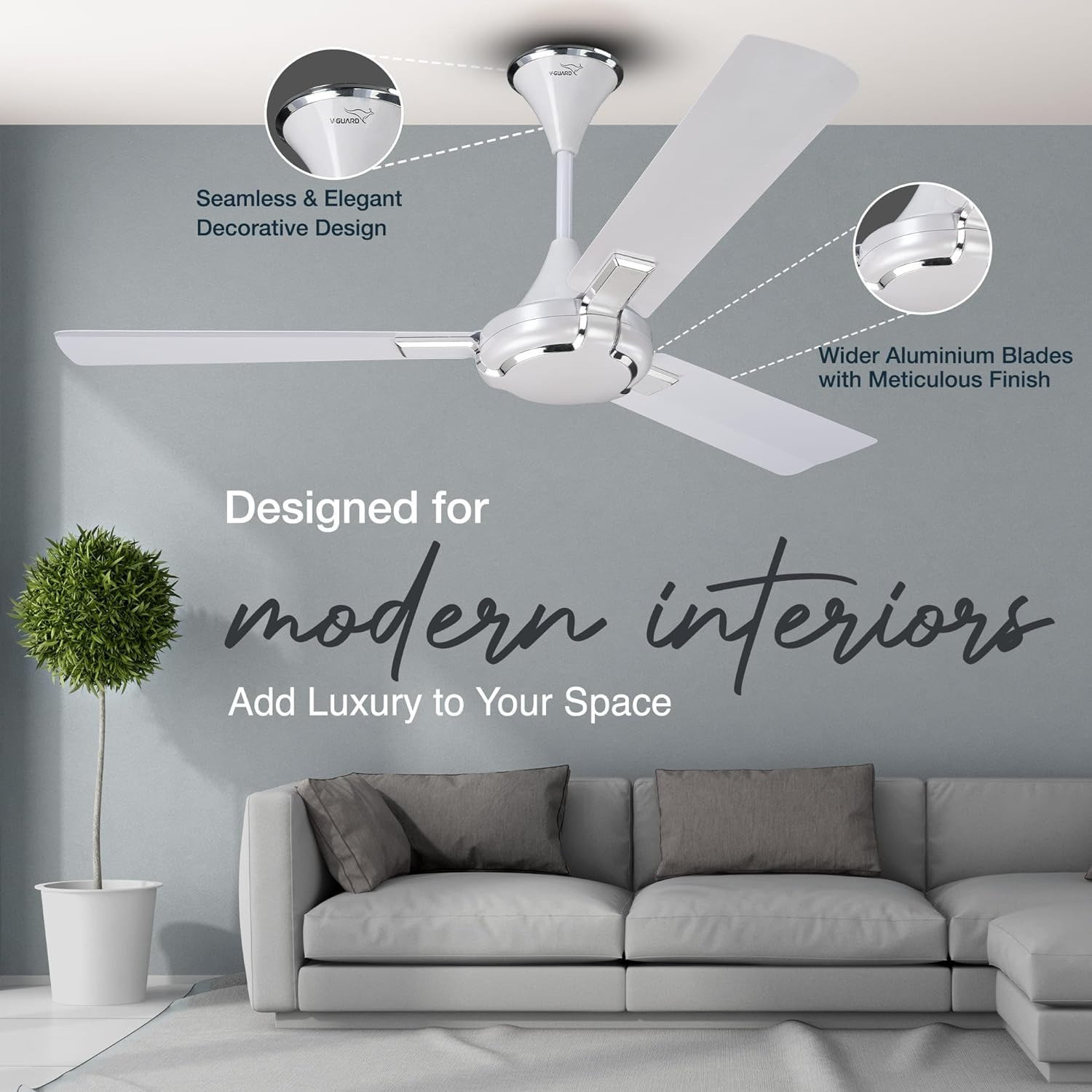 Image of V-Guard GLADO PRIME VX with 36 Months Warranty Ultra High Speed 1200 mm Ceiling Fan