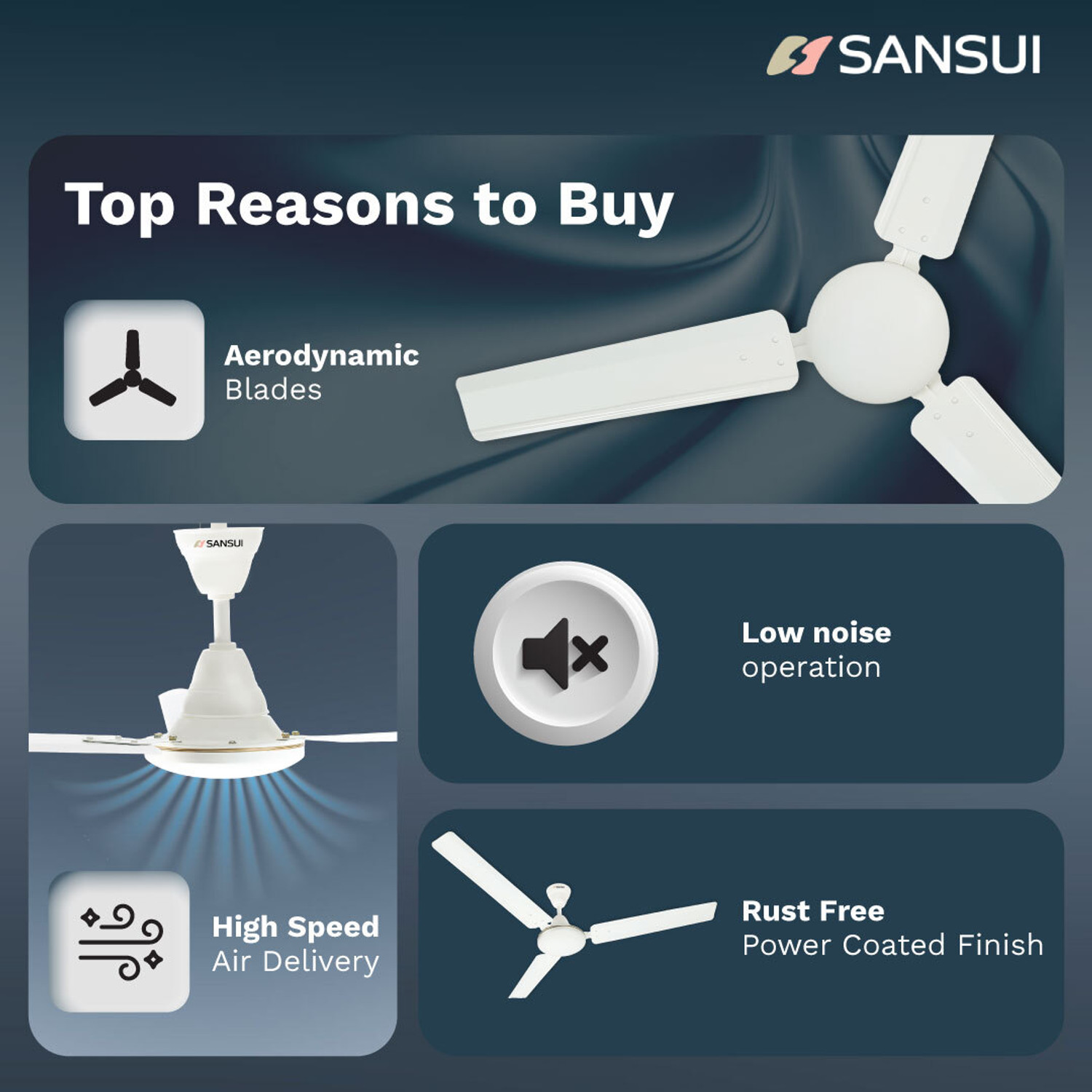 Image of Sansui Aero Spin Max with 2 Year Warranty 1200 mm Ceiling Fan