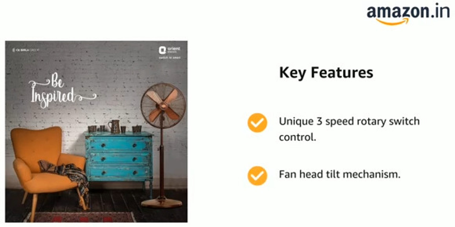 Image of Orient Electric Stand-35 400 mm Ultra High Speed Pack of 1 with 1 Year Warranty 400 mm Pedestal Fan