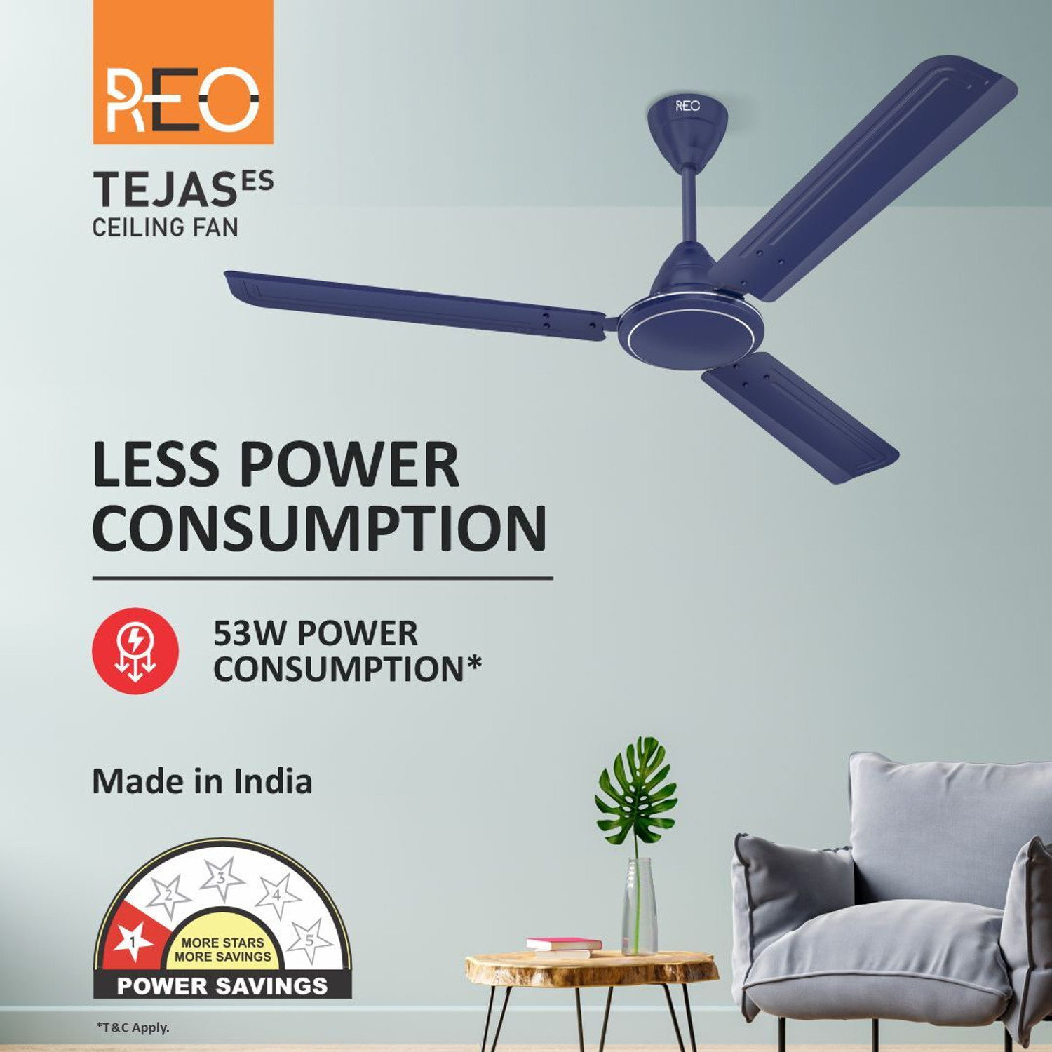 Image of HAVELLS Tejas|Low Noise|Energy Efficient|High Speed|Powerful Copper motor|Power Saving with 2 Year Warranty Energy Saving 1200 mm Ceiling Fan