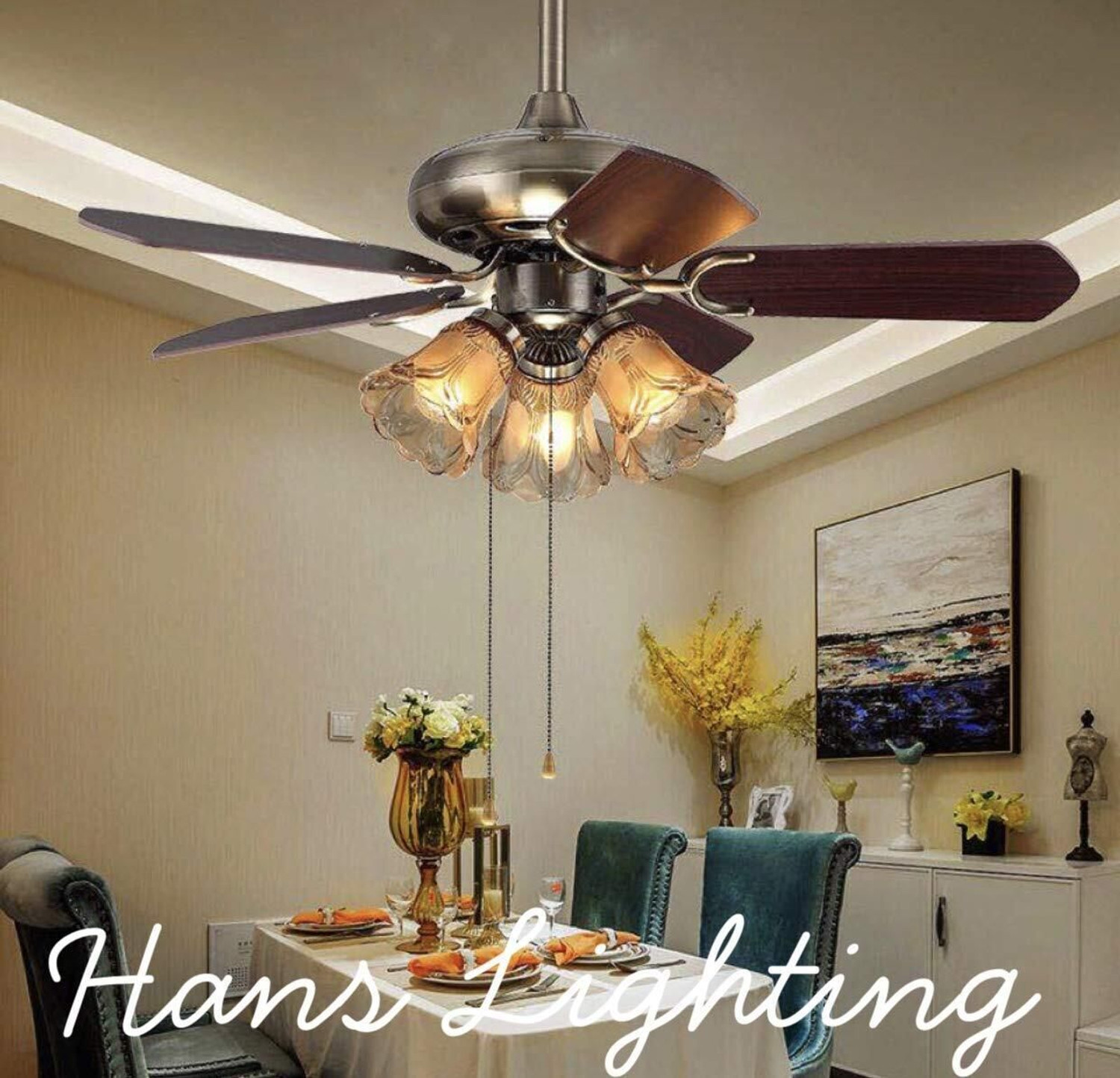 Image of HANS LIGHTINGS ESC 004A | 5 Blade | Silent Operation | Decorative with 1 Year Warranty Silent Operation 1300 mm Ceiling Fan