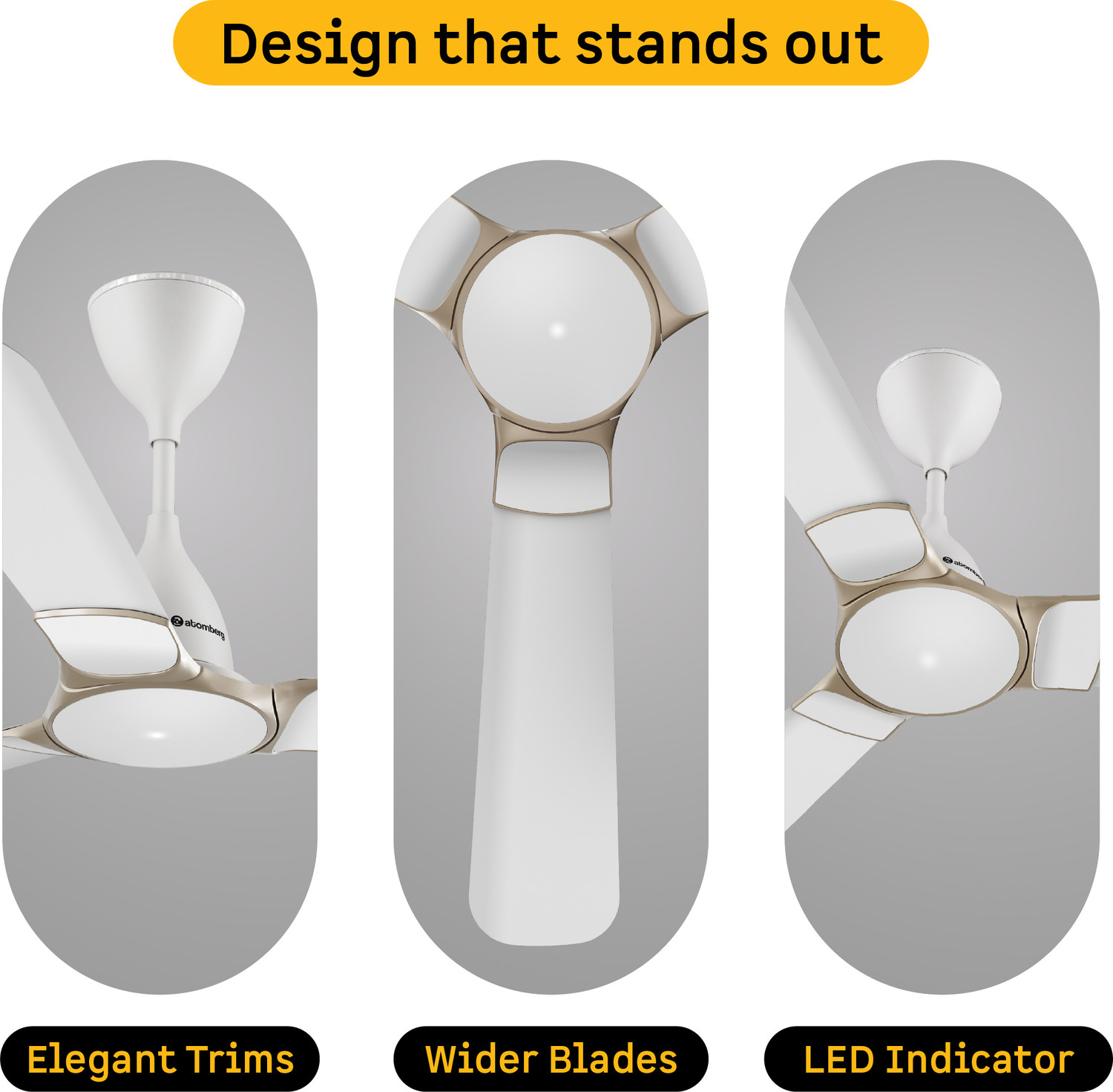 Image of Atomberg Erica Nuvo|Award Winning Designer Fan|High Air Delivery|Low Noise|Elegant Trims with 3 Year Warranty BLDC Motor with Remote 1200 mm Ceiling Fan