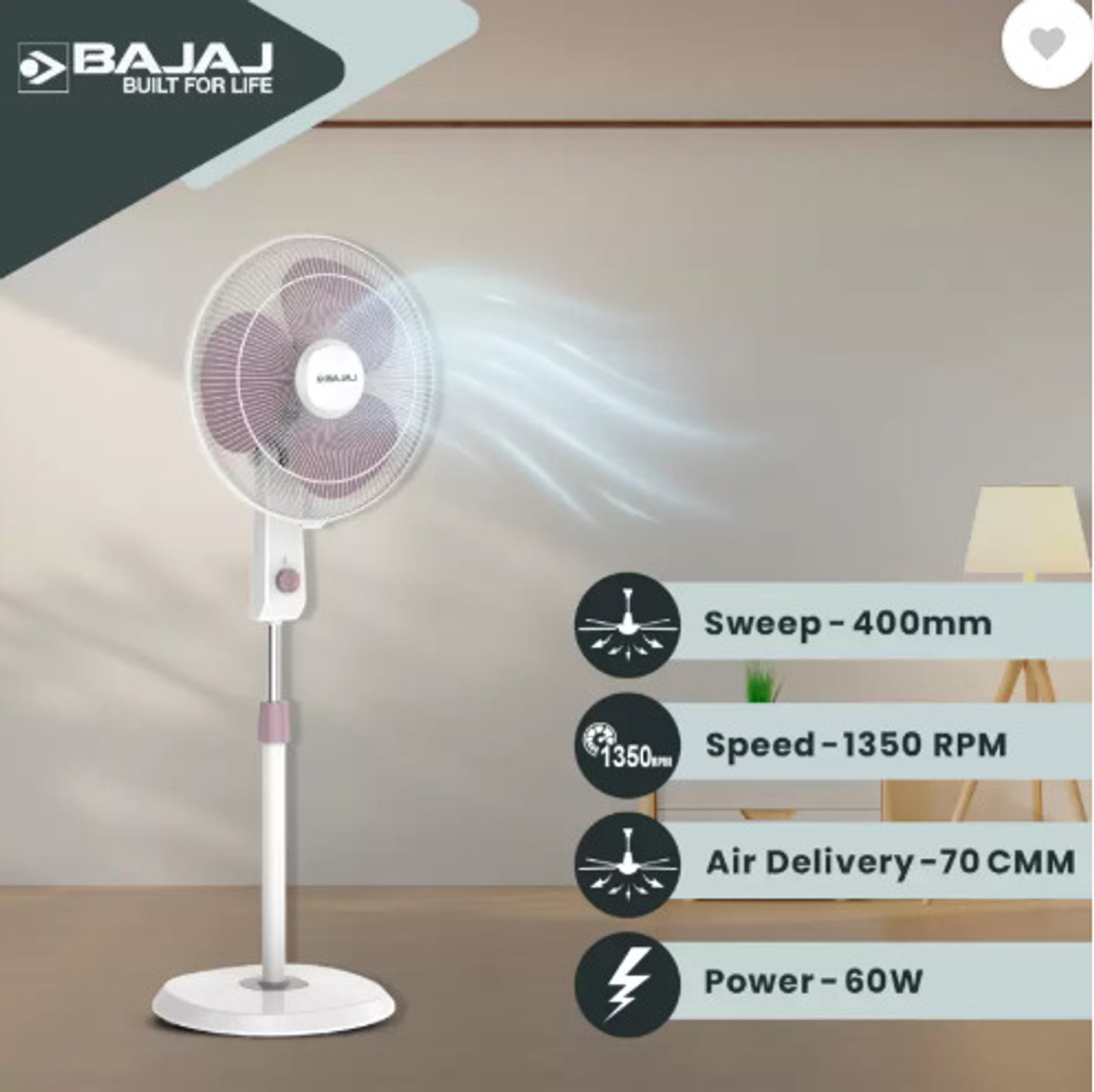 Image of BAJAJ Robusto with 1 Year Warranty 400 mm Pedestal Fan