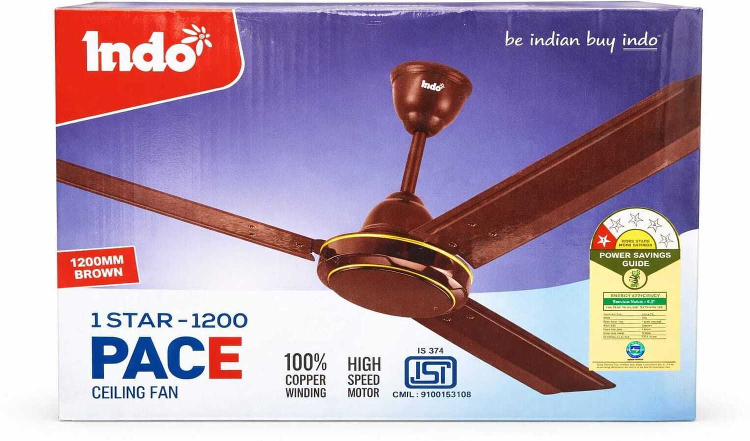 Image of Indo PACE with 2 Year Warranty High Air Delivery, Ultra High Speed, Energy Saving, Silent Operation 1200 mm Ceiling Fan