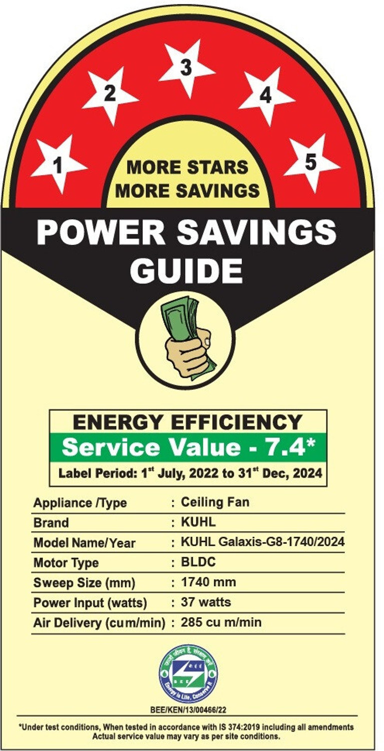 Image of KUHL Galaxis G8 Stylish Power Saving | Down Light|IoT - Operate via Mobile & Alexa with 1 Year Warranty BLDC Motor with Remote 1740 mm Ceiling Fan