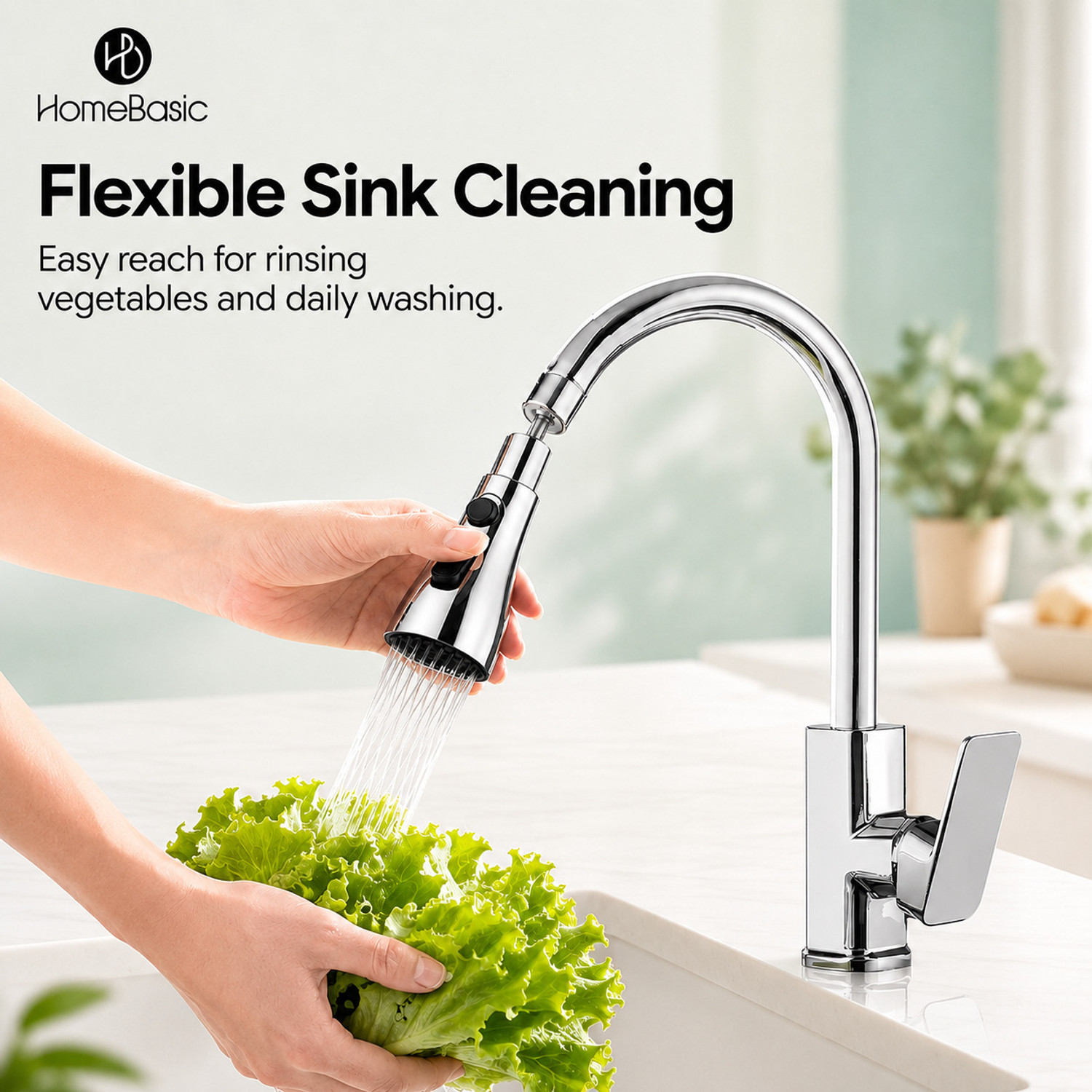 Image of HOMEBASIC Flexible Tap Extension | 3 Water Modes | 360 Rotating Faucet Head Faucet Nozzle