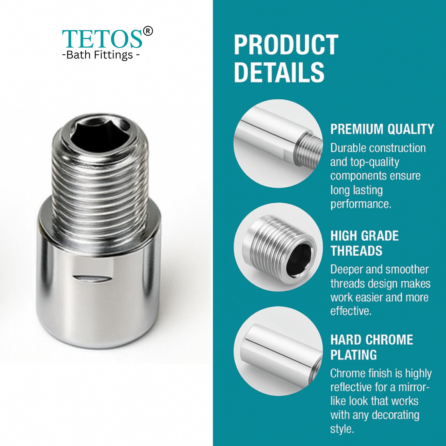 Image of Tetos Stainless Steel 1.5 Inch Extension Nipple for Pipe Fittings (Pack of 15) Faucet Nozzle
