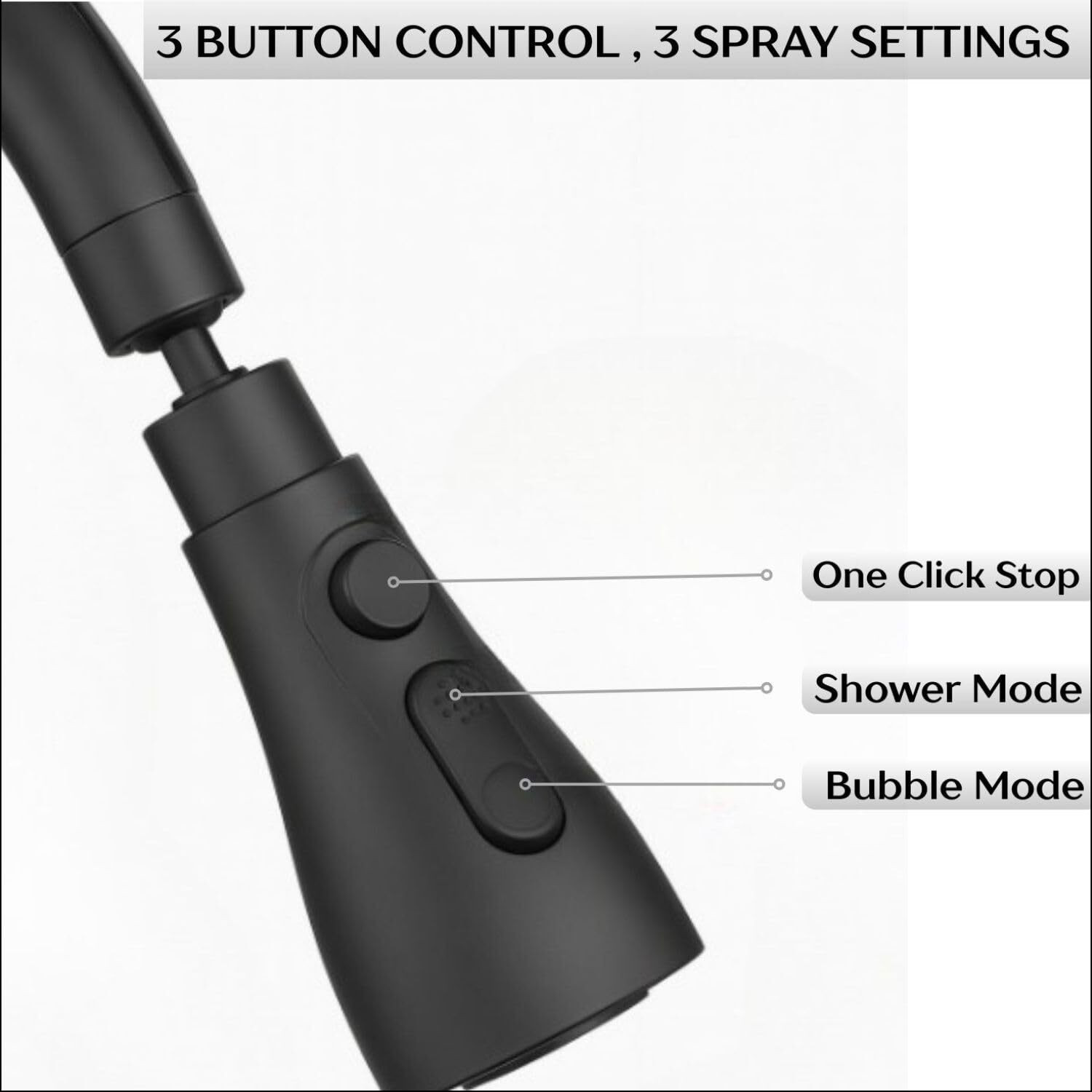 Image of Misrek Kitchen Faucet Extender, Chrome Plated, 3-Mode Spray Head, Flexible Extension Faucet Nozzle