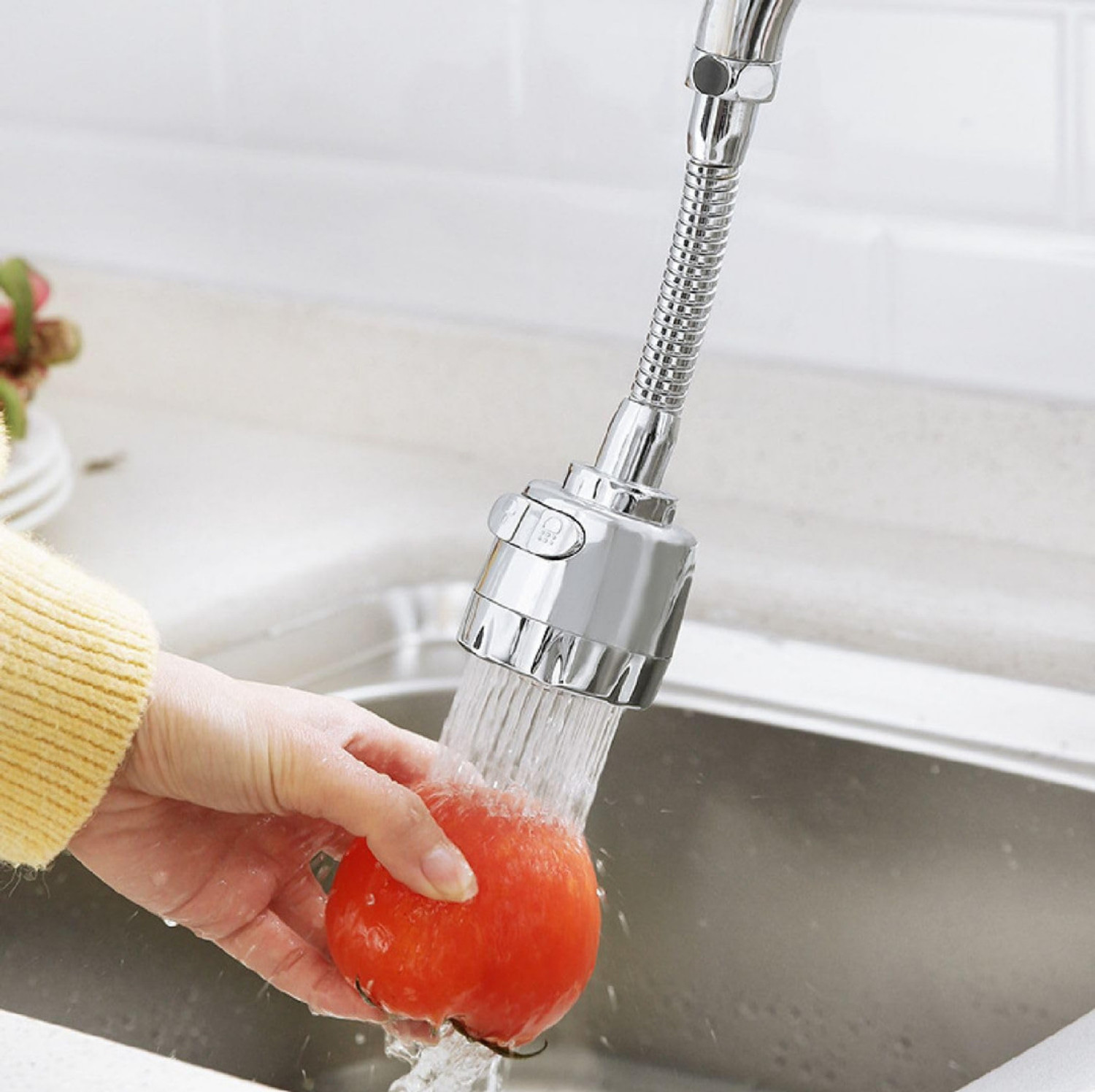 Image of COSSIMO 360 Rotation Tap Shower with 2 Mode, Metal Hose Kitchen Faucet Extender Spouts Faucet Function Diverter