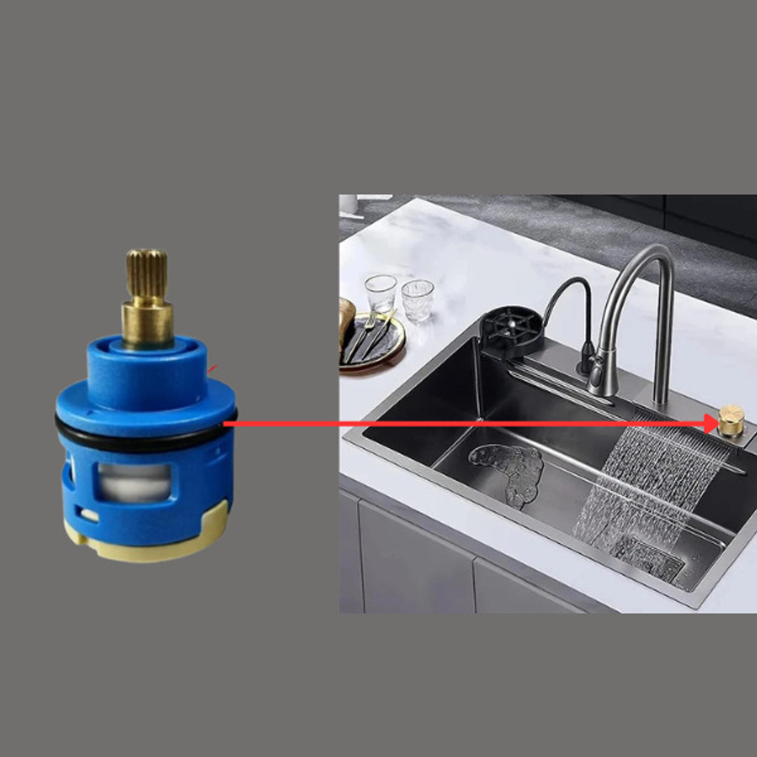 Image of Dikshaware Imported Kitchen Sink Inner Cartridge Valve 35mm Rotating Function Faucet Spindle
