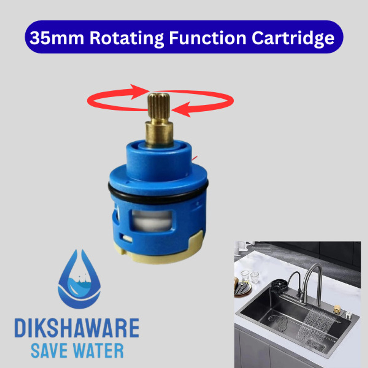 Image of Dikshaware Imported Kitchen Sink Inner Cartridge Valve 35mm Rotating Function Faucet Spindle