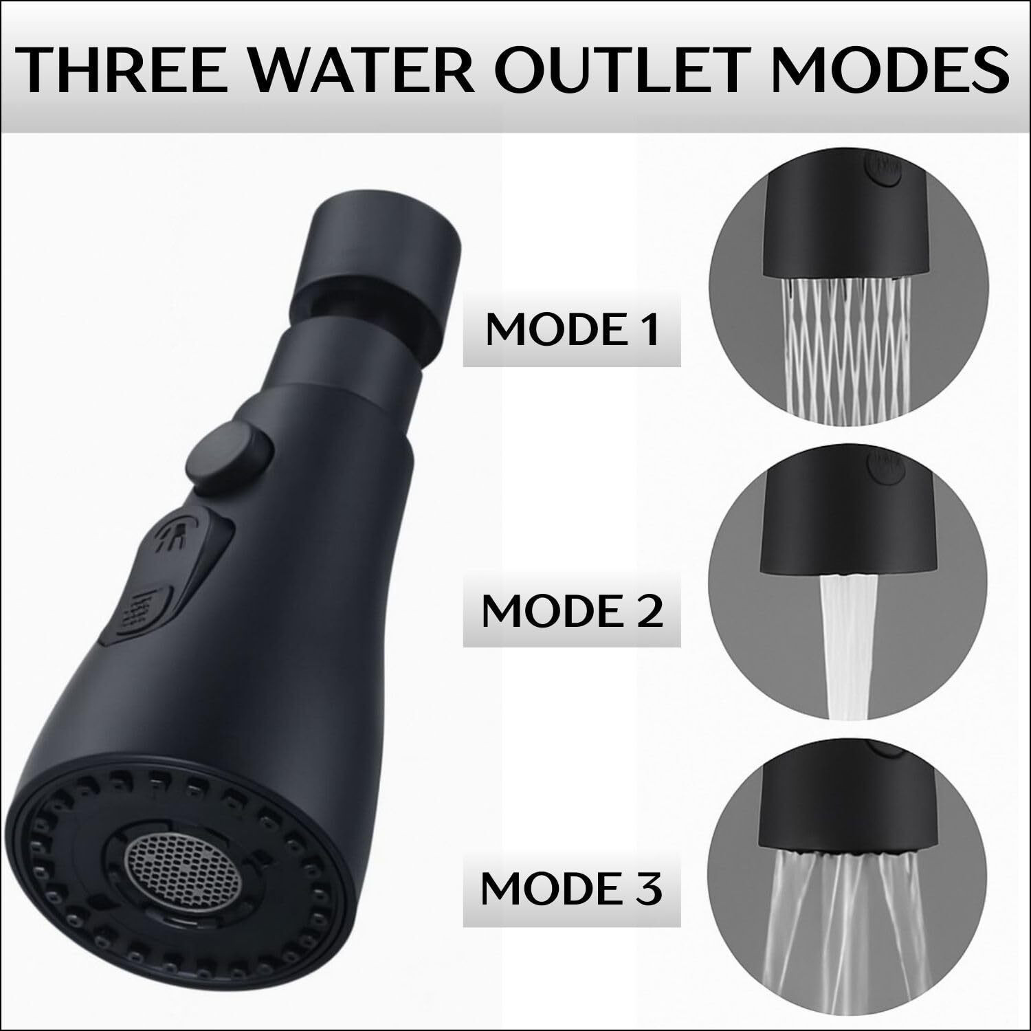 Image of Misrek Kitchen Faucet Extender, Chrome Plated, 3-Mode Spray Head, Flexible Extension Faucet Nozzle