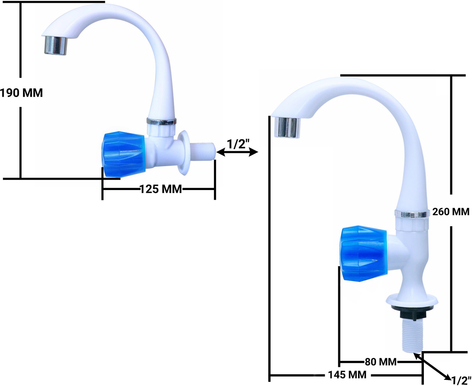 Image of aerowell PVC SInk and Swan tap Kitchen Mixer Blue Faucet for Kitchen /Bathroom Wash Basins Faucet Set
