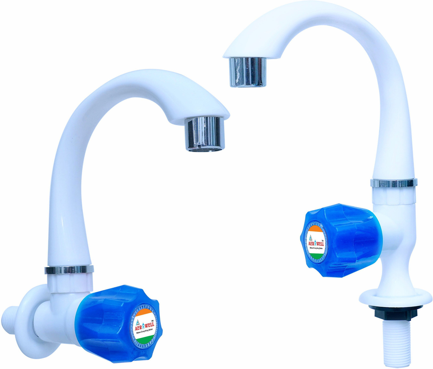 Image of aerowell PVC SInk and Swan tap Kitchen Mixer Blue Faucet for Kitchen /Bathroom Wash Basins Faucet Set