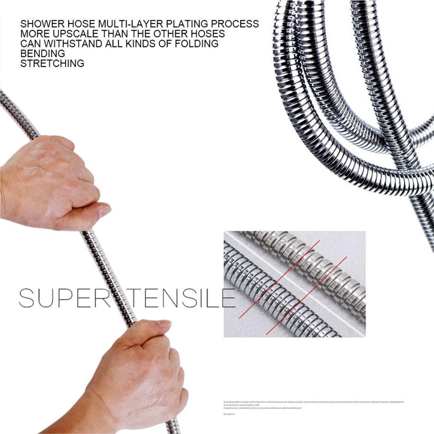 Image of Ayufixit 1mtr SS flexible shower tube pipe For Health Faucet